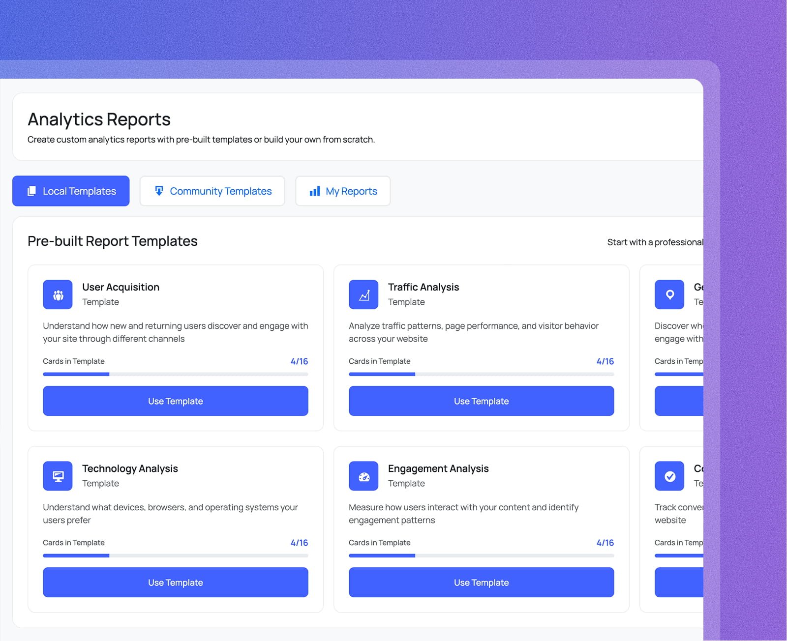 Pre-built reports for every analytics need screenshot