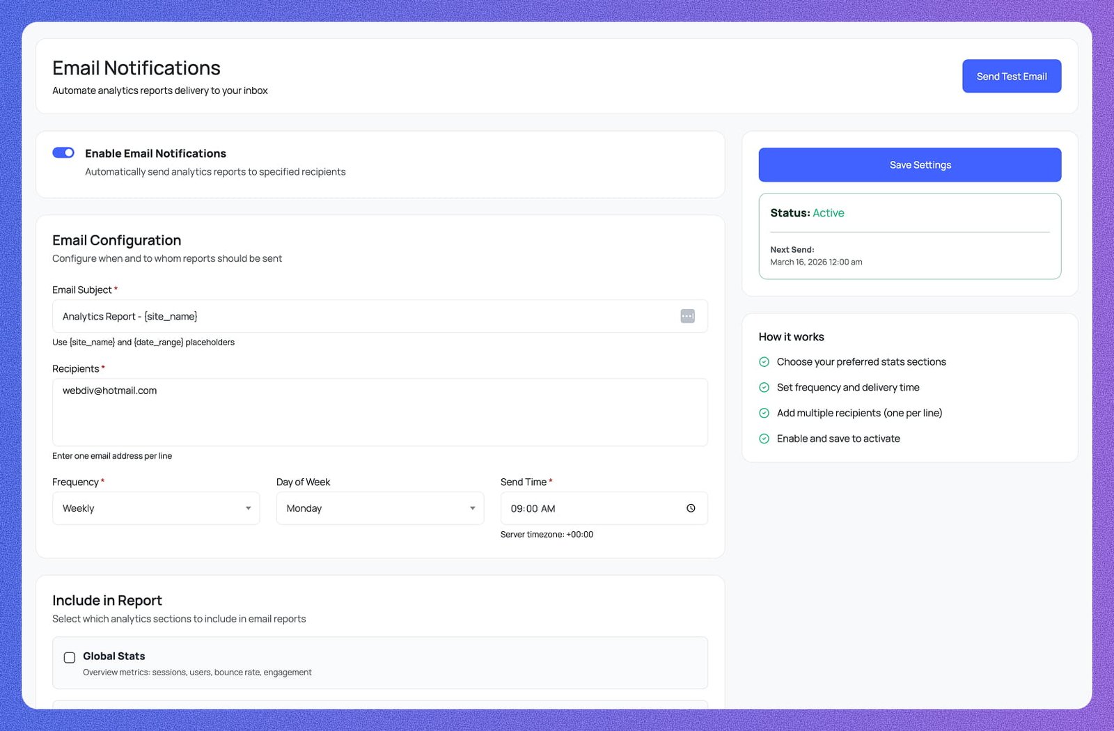 Email Notifications inside WordPress