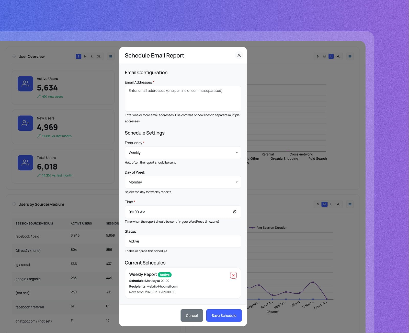 Deliver reports automatically with scheduled email delivery screenshot